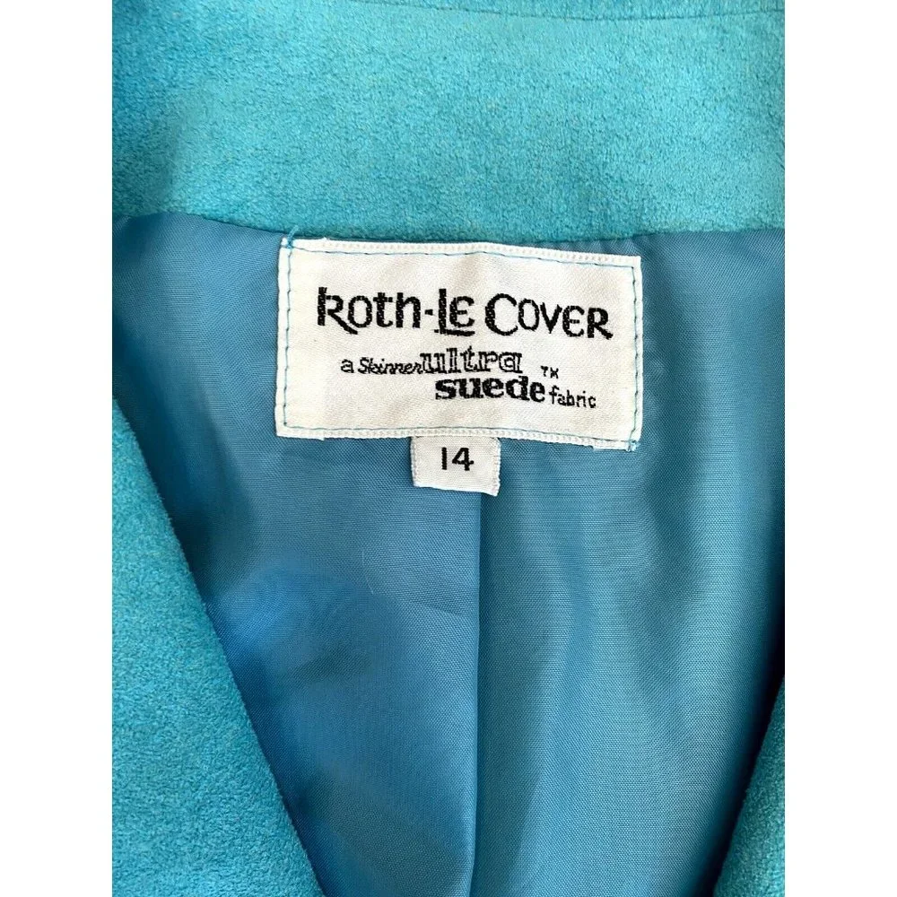 Vintage Roth-Le-Cover Ultra Suede Jacket Skirt 2pc Suit Green Women's size 14